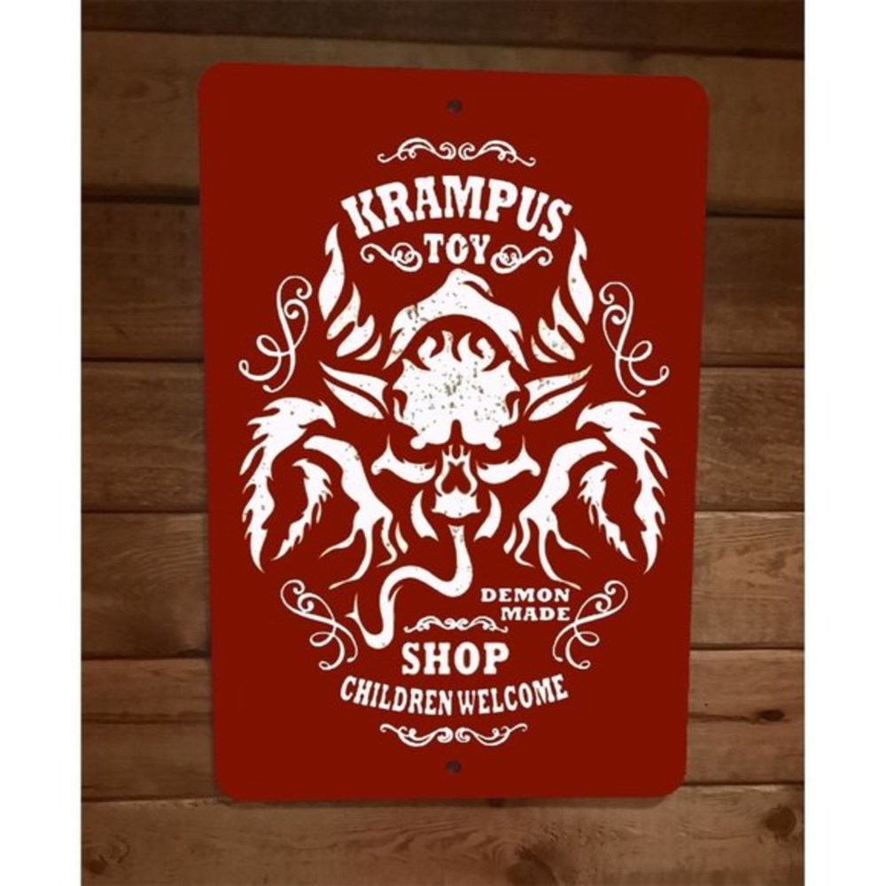8x12 Metal Wall Poster Sign Krampus Toy Shop Children Welcome Demon Made‎